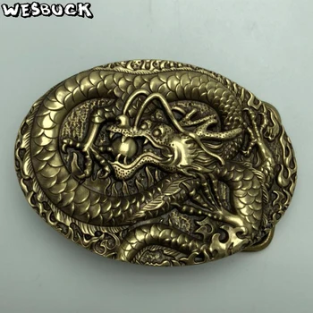 

WesBuck Brand fly dragon embossed belt Buckle Solid brass Belt buckles Fashion Mens womens Jeans accessories