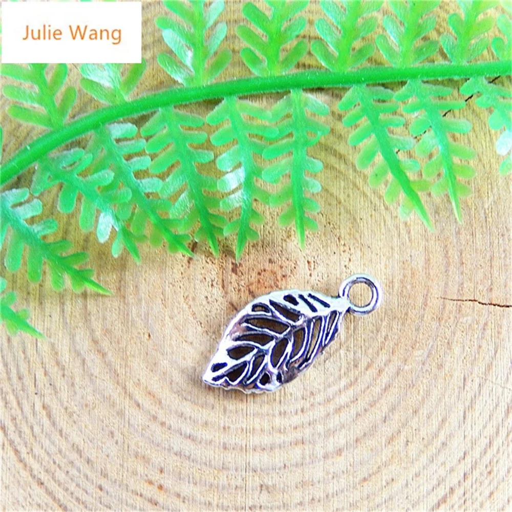 Julie Wang 50 шт. модные мини подвески из сплава ретро серебряные в форме листьев