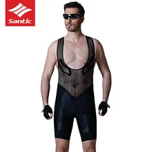 Мужские велосипедные шорты SANTIC с нагрудником, велосипедные дорожные нагрудники, шорты для езды на велосипеде, горные нагрудники, мужские велосипедные шорты, MTB спортивные сетчатые 4D с подкладкой, базовый слой