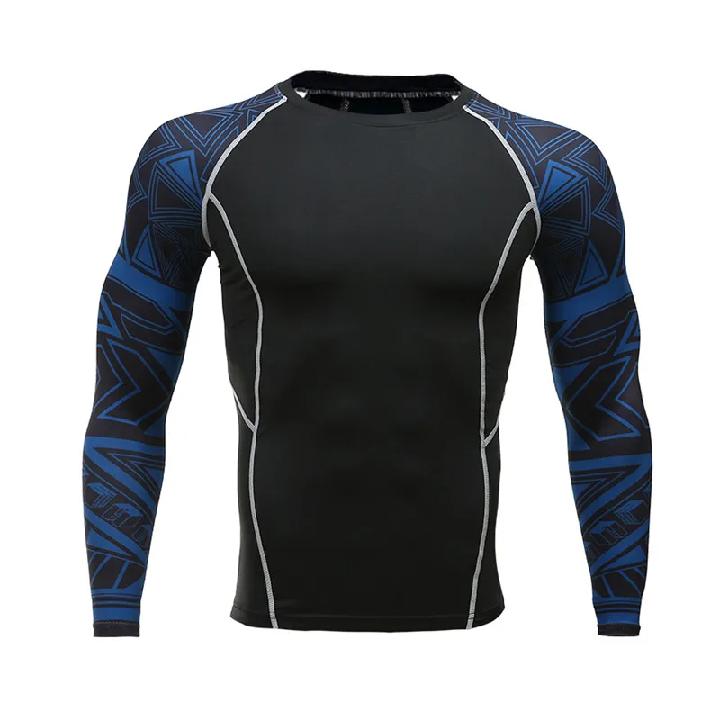 Add muscle мужские компрессионные облегающие футболки с длинным рукавом с принтом на обеих сторонах ММА Рашгард Фитнес Базовый слой веса носить - Цвет: 95