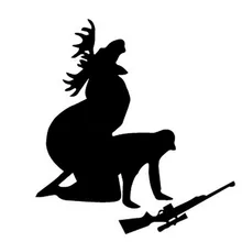 13*12CM Elk Hunter Personalized Car Stickers Decals How Ya Like My Meat Now Funny Moose Hunting Hunter Black/Silver CT-600