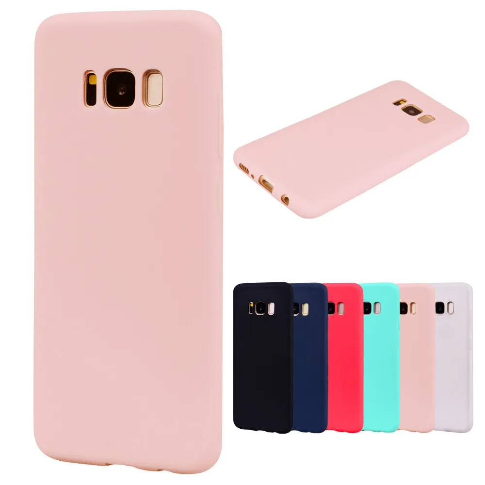 

Sunjolly Solid Color Phone Case Soft TPU Silicon Pink Blue Thin Protector Cover coque fundas capa for Samsung Galaxy S8/ S8 Plus