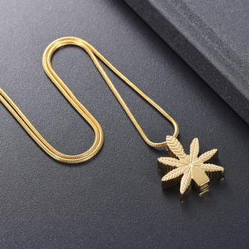 

LKJ9992 Maple Leaf Pendant Engravable Stainless Steel Cremation Pendant Funeral Urn Locket with Screw Hold Ashes Keepsake
