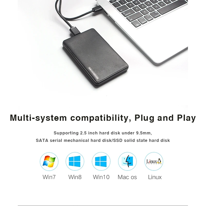 Portable HDD Box 2.5" SATA to USB 3.0 Adapter Hard Drive Enclosure for 2.5" External SSD HD Case Portable HDD Box 2.5" SATA to USB 3.0 Adapter Hard Drive Enclosure for 2.5" External SSD HD Case