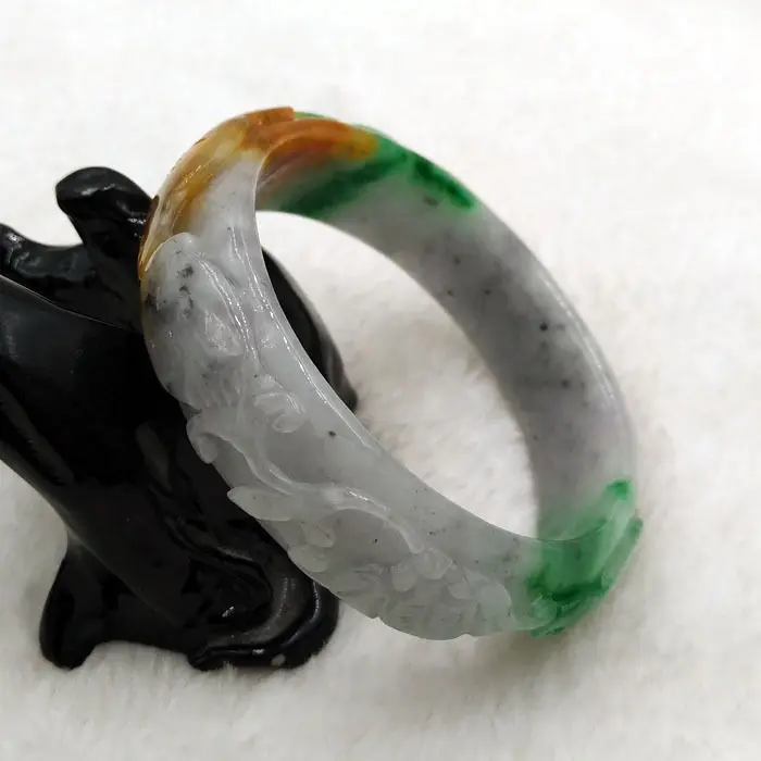 

A-814 Vintage Chinese Hand-carved Orange Green Jadeite Jade Bangle Bracelet 55mm a 5.19