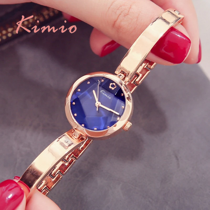

KIMIO Myosotis L Flower Luxury Brand Fashion Women Quartz Watch Women 2018 Design Montre Femme Bracelet Metal Watch Straps Dress