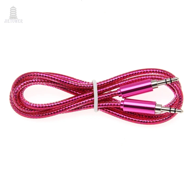 100pcs Factory Price New 3 5mm jack Bright blink Auxiliary Audio Cable Male To Male Aux Cables Good de audio Hd for headphone