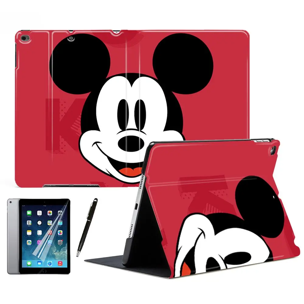 

Red Cartoon Mickey Mouse Letters Fashion Stand Smart Case Cover For Apple iPad Air 1 2 3 9.7" 2017 2018 2019 10.5" PRO Mini 4 5
