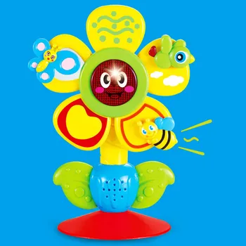 

New Baby Activity Toy Sun Flower Rattle Toy Intelligence Development Puzzle Baby Dining Chair Cart Suction Cup Toy