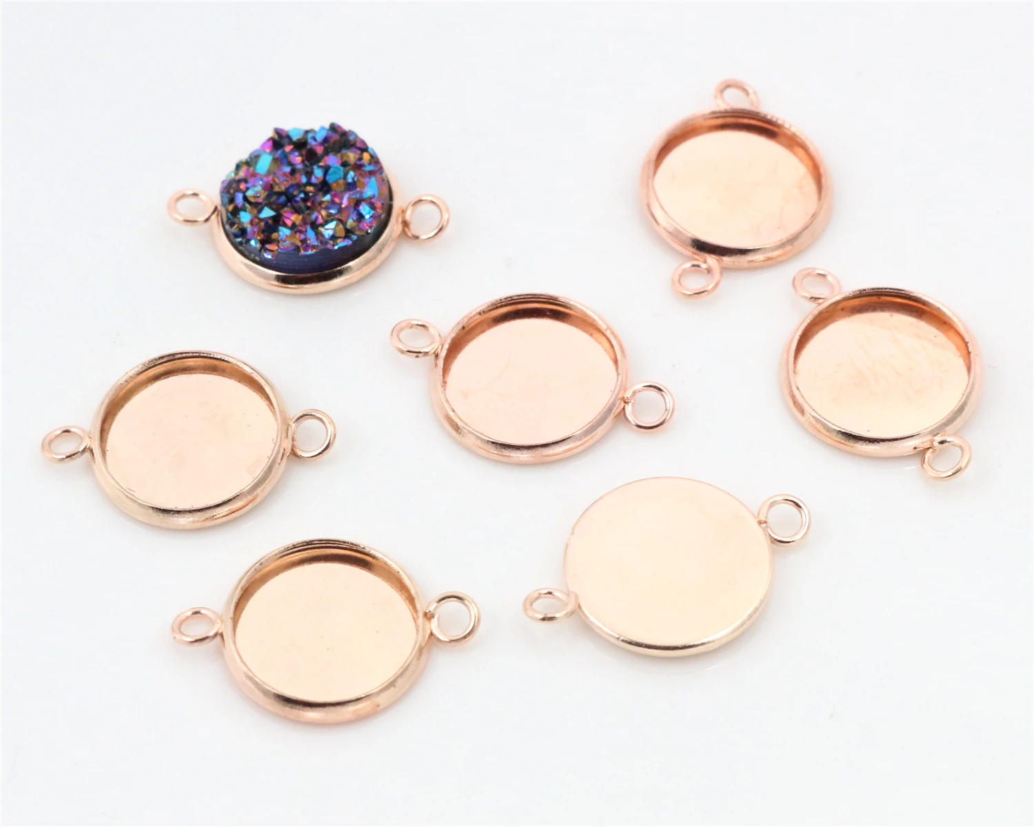 

50pcs/Lot 12mm Inner Size Rose Gold Colors Plated High Quality Iron Material Fit 12mm Cabochons Pendant Tray-S2-10