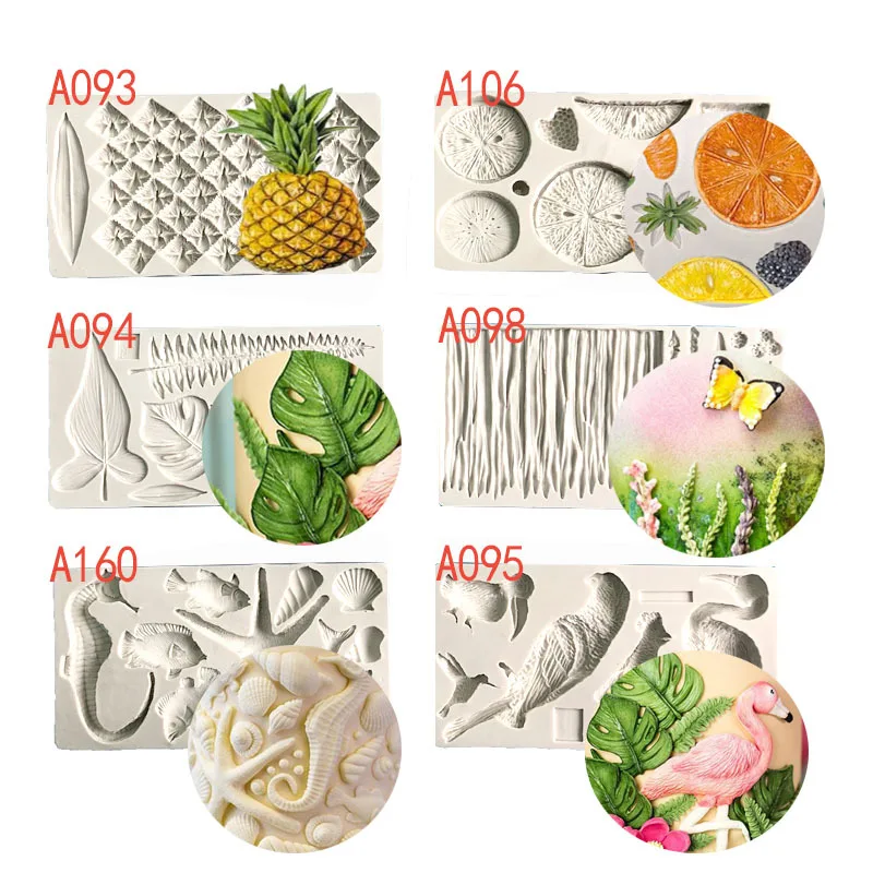 

Turtle Leaf Lavender Flamingo Model Silicone Cake Mould Parrot Fondant Dry Pez DIY Baking Tools