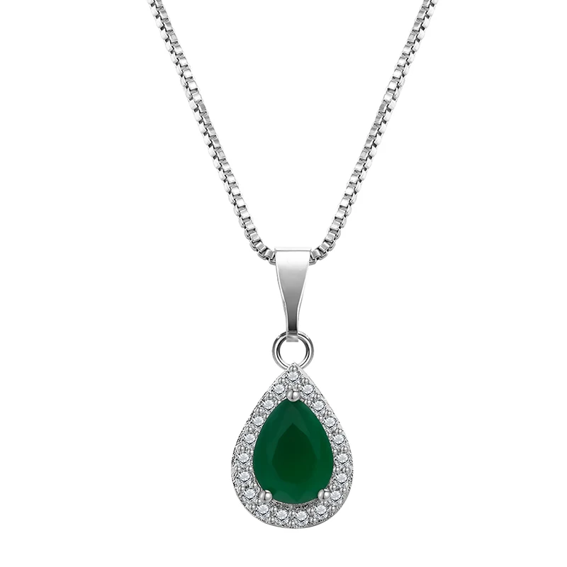 Модные комплекты украшений для женщин, подарок на свадьбу, серебряный цвет, ожерелье из зеленого камня с подвеской, серьги, кольца, наборы Z4Z029