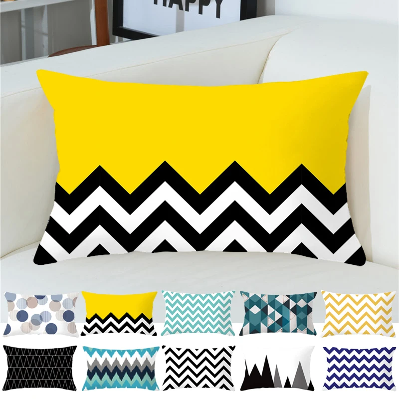 

Rectangle 30*50 cm Simple Geometric Line Pillow Cover Polyester Peach Skin Micro-Fabric Decorative Pillowcase