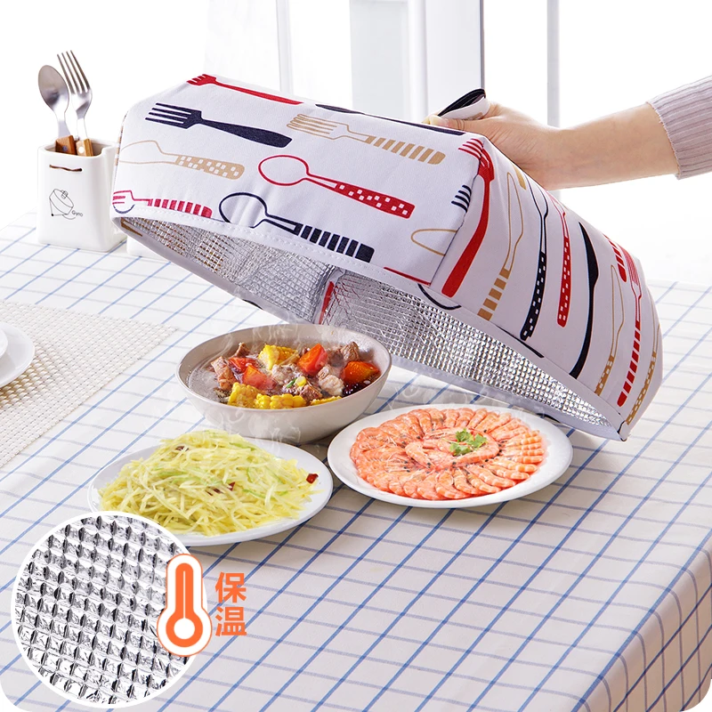 

1pc Foldable Insulated Food Cover With Aluminum Foil Food Insulation Cover Table Cover Insulation Cover