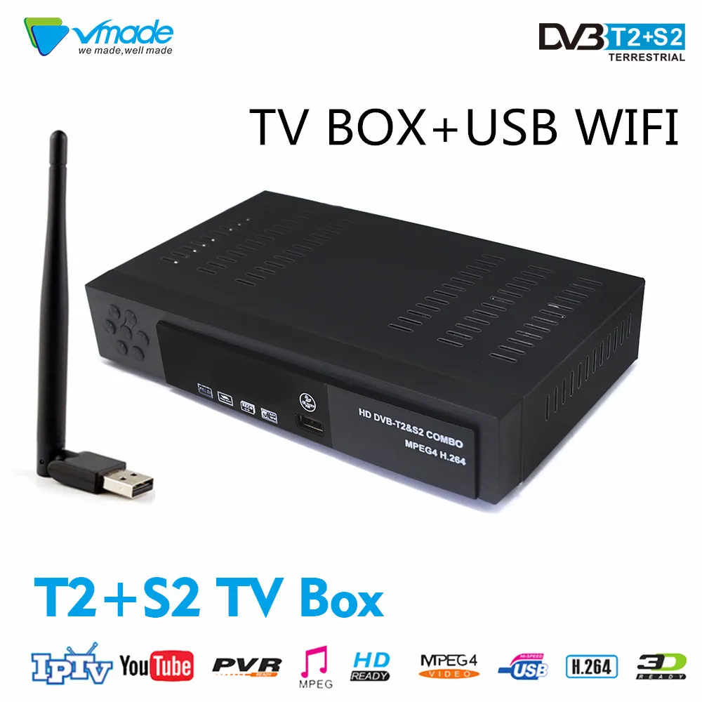 Vmade полностью HD цифровой DVB T2 S2 наземный спутниковый телеприставка Поддержка H.264 HD 1080p YouTube DVB T2 S2 IPTV комбо приемник