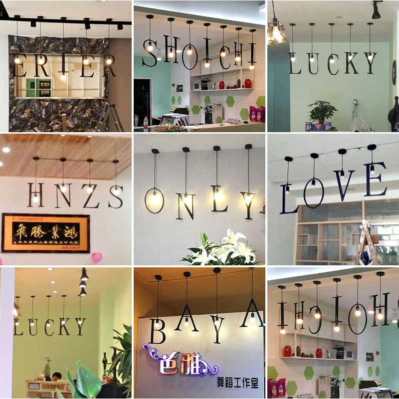 

Iron Art English Letter Chandelier Creative Letter A-Z Combination Chandelier Restaurant Cafe Bar Clothing Store Decoration Lamp