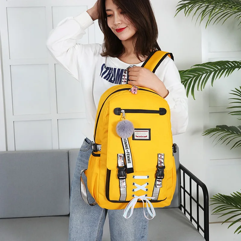 

School Bags For Teenage Girls With Lock Anti Theft Women Book Bag Big High School Bag Youth vacancy College