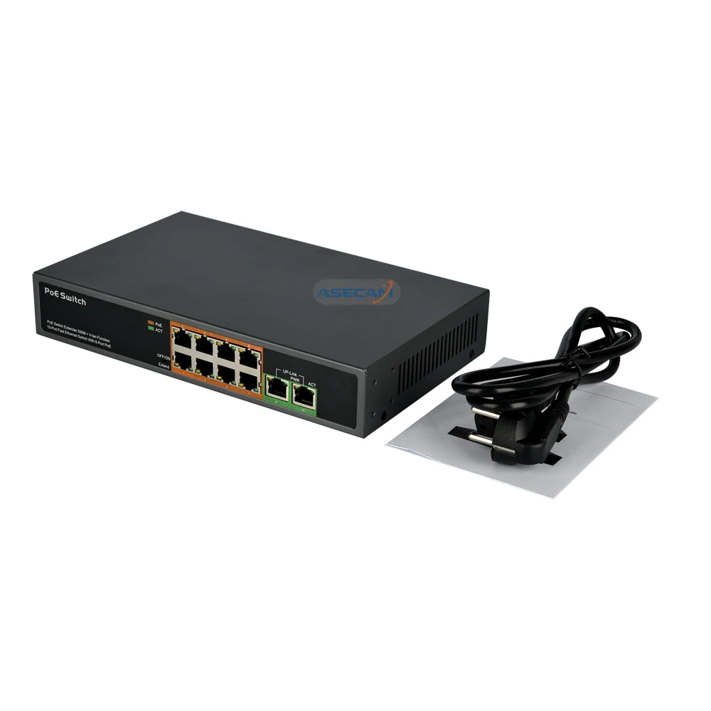 High quality CCTV 48V PoE Switch Professional for IP Camera 2+4 Port 8 Port 10/100Mbps PoE injector Power over Ethernet