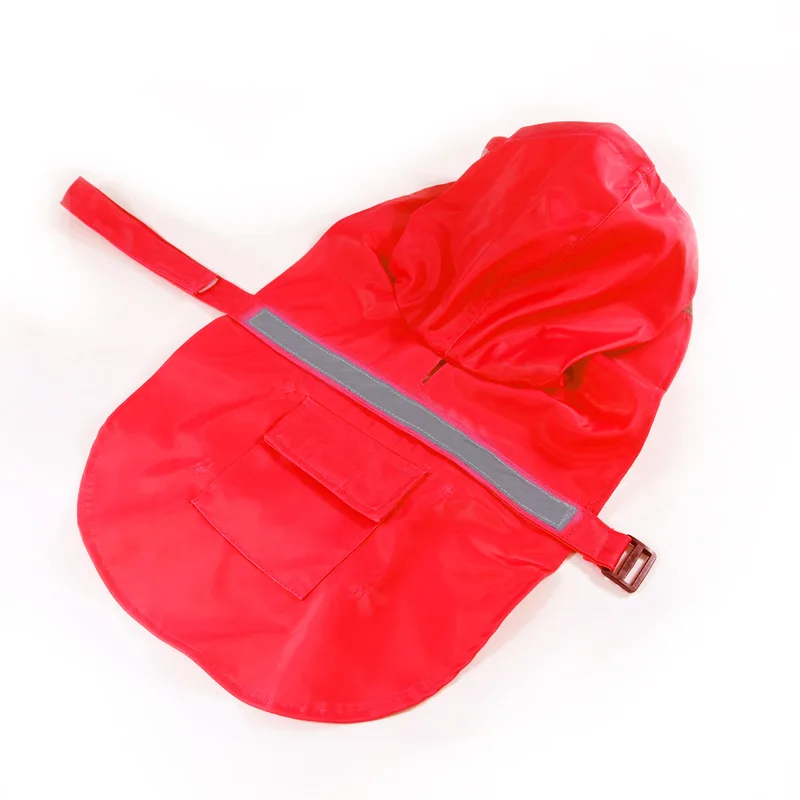 HEYPET Pet Big Dog Raincoat Waterproof Reflective Clothes for Small Large Dogs Jumpsuit Hooded Overalls Labrador Golden Retrieve - Цвет: red