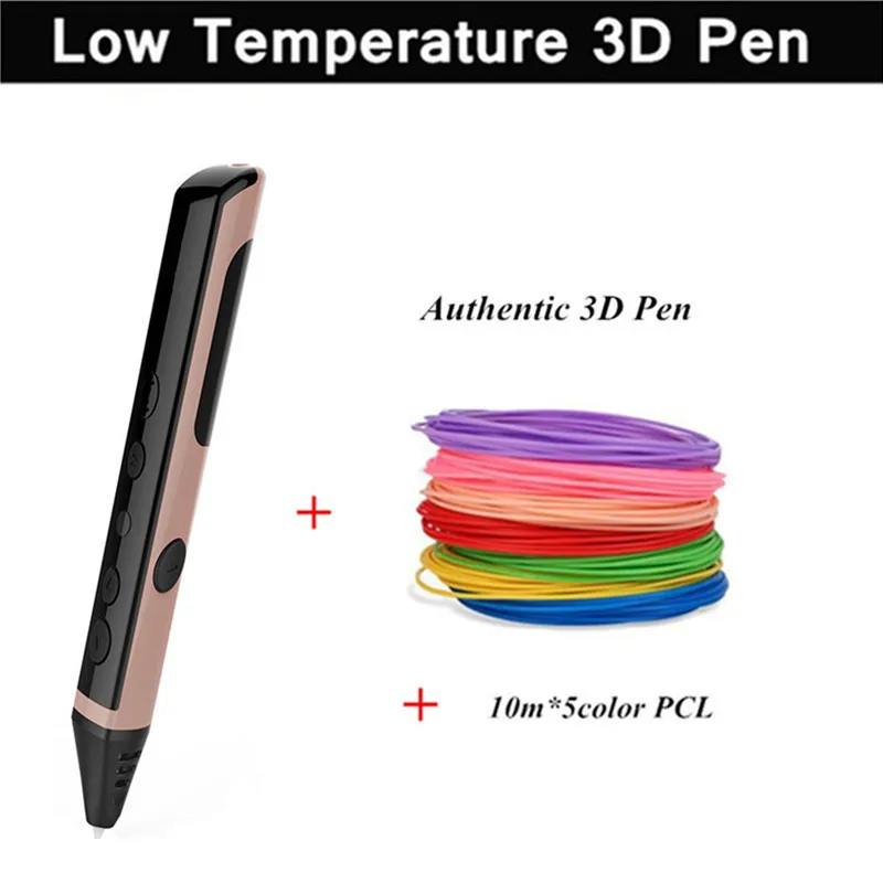 

3 Colors Low Temperature Gift Box Pack 3 D Pens Birthday Gift For Child 3D Creative Pen For Kid Drawing With 10Meter*5Color PCL