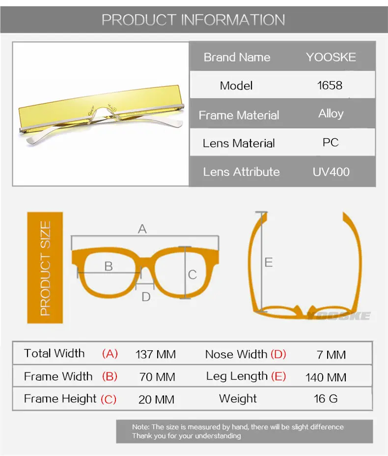 YOOSKE трендовые солнцезащитные очки без оправы для женщин и мужчин, маленькие квадратные металлические солнцезащитные очки, роскошные фирменные индивидуальные очки, ретро очки с защитой от ультрафиолета