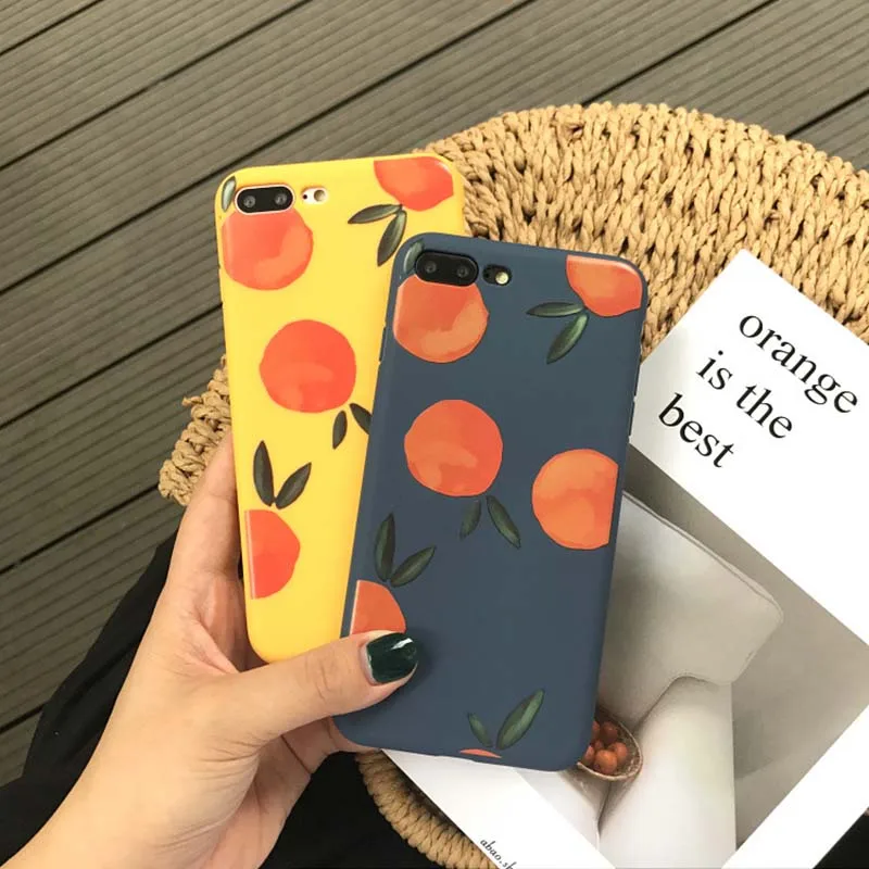 

Retro Cartoon Fruit Phone Case For iPhone X XR XS Max 6 6S Plus Soft Silicone Lovely Orange Peach Cases For iPhone 7 8 Plus