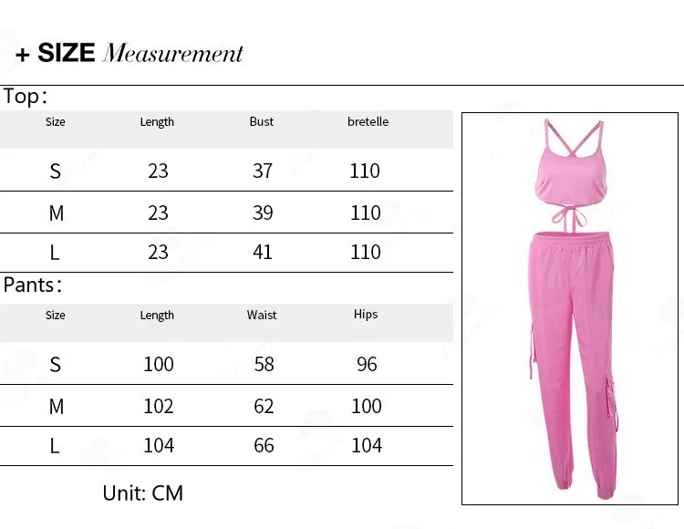 Летний Яркий розовый комплект из двух предметов, Женский комплект, топ и штаны, женский набор для бегунов, женский розовый наряд, укороченный топ и Бегуны
