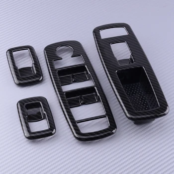 

CITALL 4pcs Car Carbon Fiber Interior Door Window Master Lifter Switch Cover Trims for Jeep Cherokee 2014 2015 2016 2017 2018