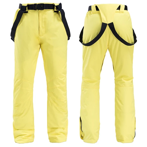 Лыжные брюки для женщин и мужчин профессиональные лыжные брюки теплые ветрозащитные водонепроницаемые зимние брюки для сноубординга уличные зимние брюки - Цвет: Yellow