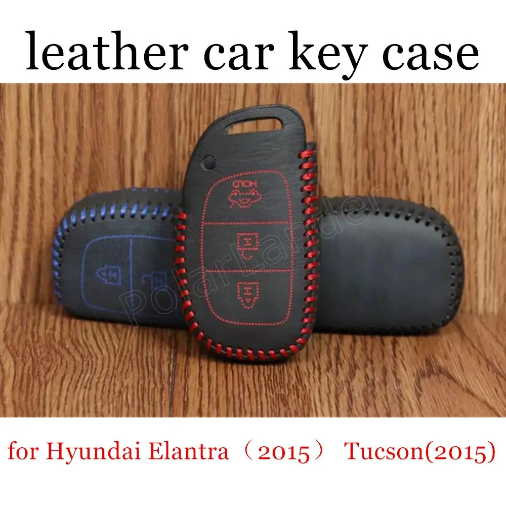 

Only Red Hand sewing car key cover car key case leather fit for Hyundai Elantra(2015) Tucson(2015) Soanta(2015) 9 generation