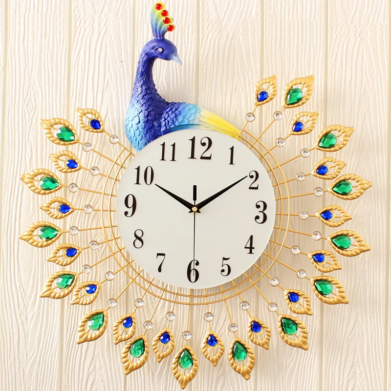 

Peacock Creative Living Room Wall Clock 3D Mute Clock European Modern Home Clock Fashion Decorative Quartz Clock 2019 Hot Sale
