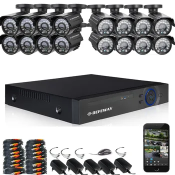 

DEFEWAY 16CH 720P AHD DVR Kit 16 x 720P 1200TVL Indoor Outdoor Video Security Camera 16 channel CCTV System