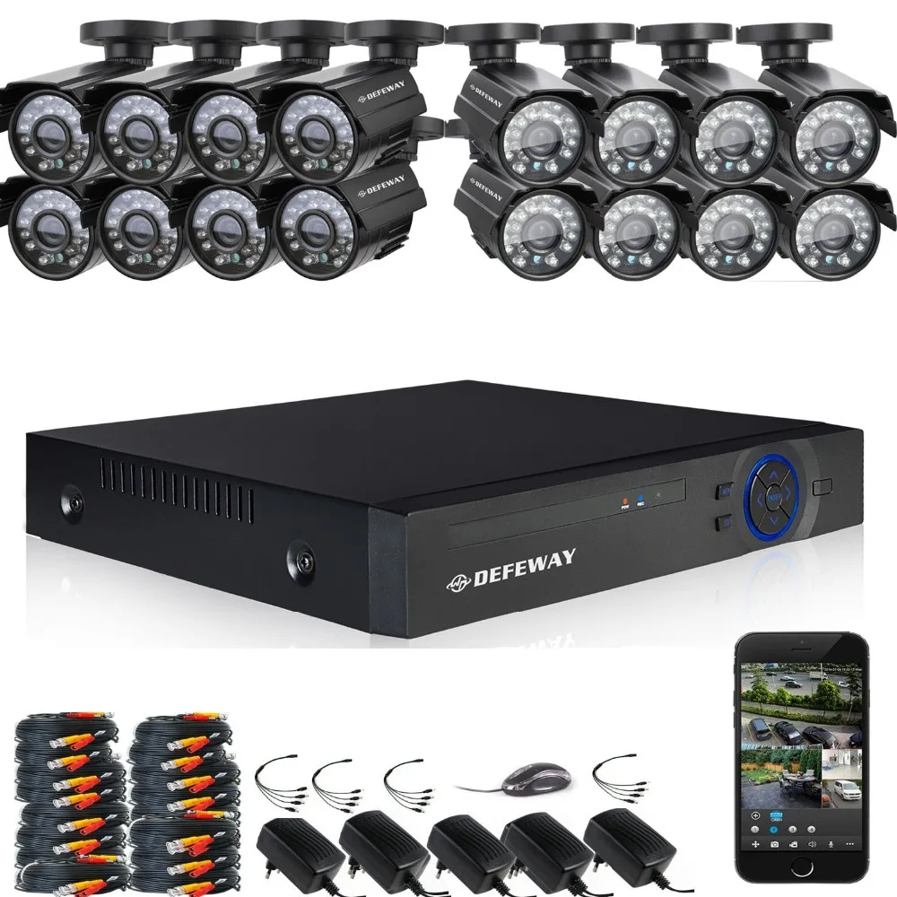 DEFEWAY 16CH 720P AHD DVR Kit 16x720P 1200TVL внутренняя и наружная видеокамера безопасности 16