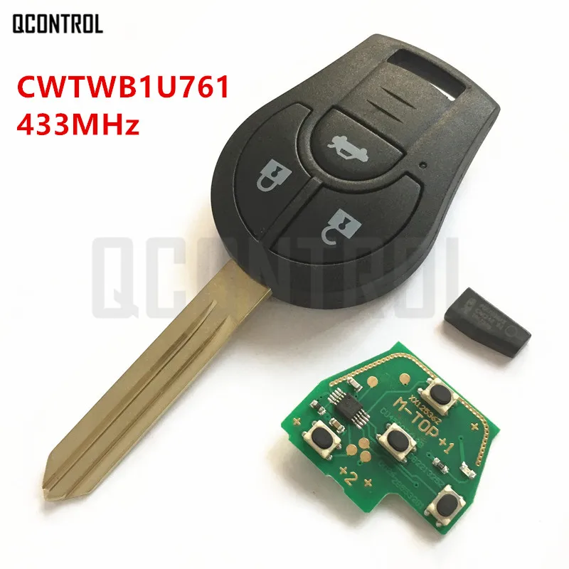 QCONTROL Автомобильный Дистанционный ключ костюм для NISSAN FCC ID CWTWB1U761 March Qashqai солнечное сильфи Tiida X-Trail 433 МГц ID46 чип