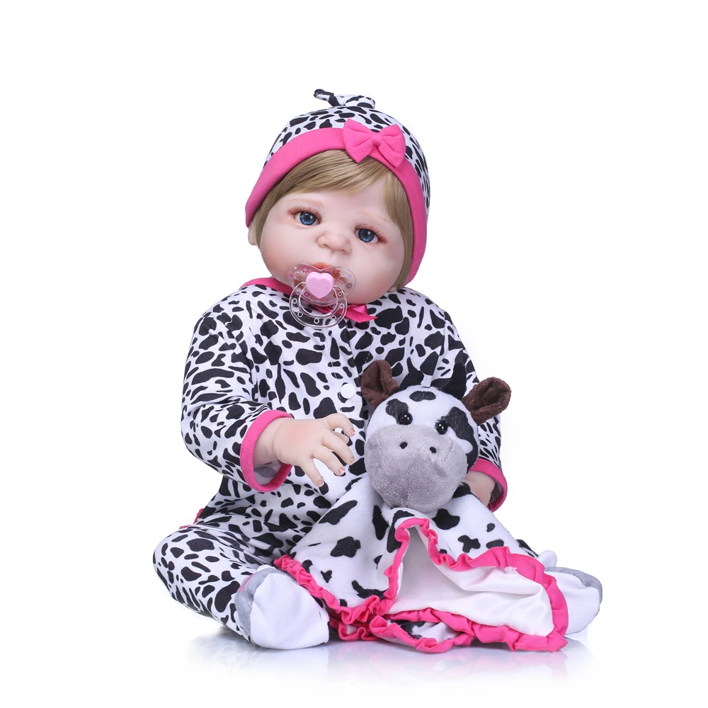 

Lifelike Silicone Reborn Baby Menina Alive 23'' Newborn Baby Dolls Full Vinyl body 57cm blonde infant doll kids birthday gift