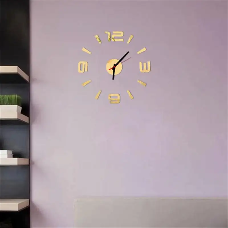 

3D DIY Wall Clock Mirror Surface Sticker Modern Home Office Decor DIY digital wall creative digital office acrylic clock #4M13