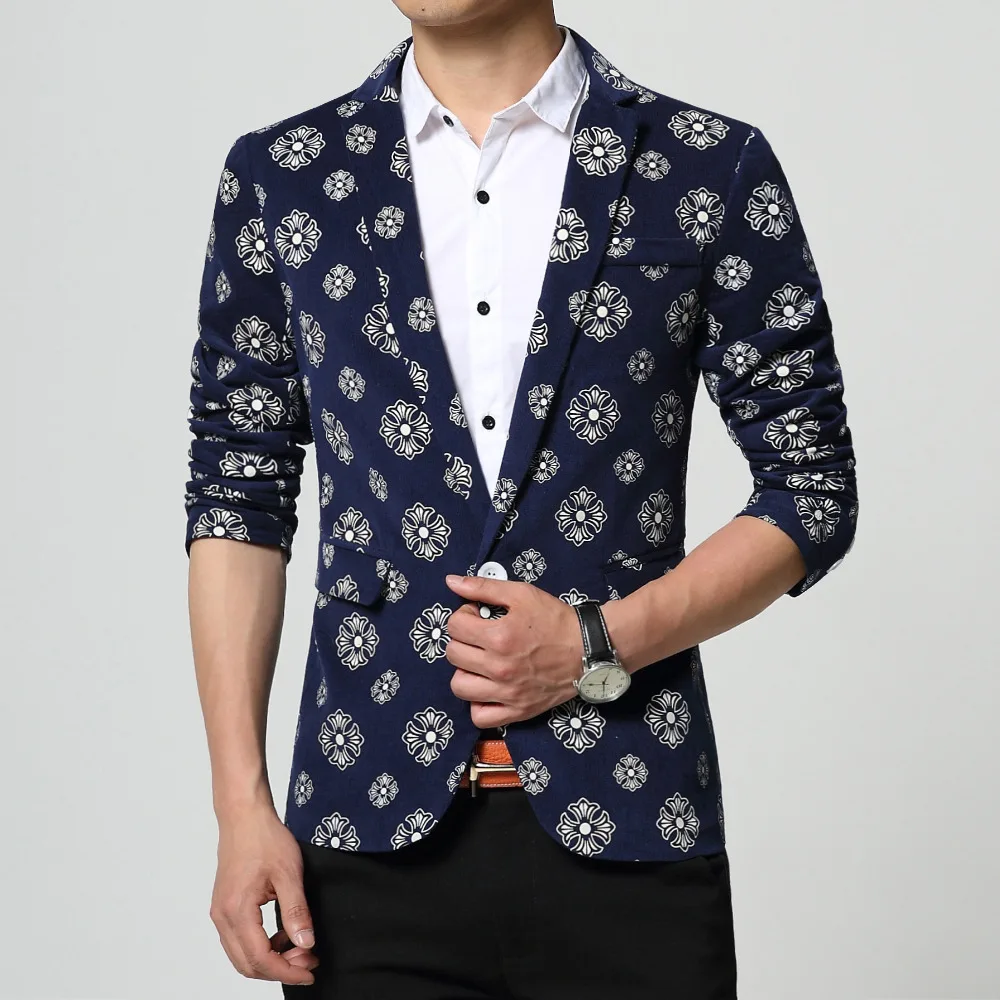 

Men blazer Slim fit cord 2018 Casual suit Jacket Ceket jaqueta masculine unique printed Blazer stripe cotton M-6XL white blue