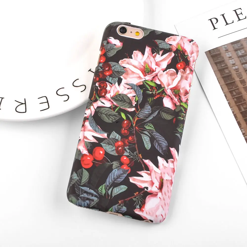 Модный чехол для телефона с изображением вишневого цветка листьев для iPhone X, XS, XR, 6, 6S Plus, 7, 8 Plus, 5, 5S, SE, тонкий жесткий чехол из поликарбоната с рисунком ананаса и мрамора