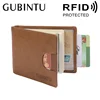 New Arrival RFID Blocking Mini Genuine Leather Men Wallet Slim Man Purse With Metal Clamp Small Money Clip Cash Holder For Male 6