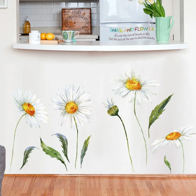 

% Bedroom Wallpaper Art Poster flowers Mural DIY Home Decor Chrysanthemum Sticker Removable Wall Stickers PVC Decal Sun flowers