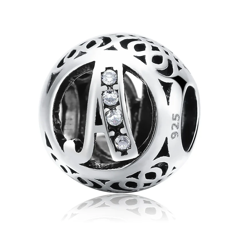 AZIZ BEKKAOUI фирменный дизайн 925 серебряные фирменные бусины Алфавит подходят diy браслет-Шарм 925 серебряная буква подвески - Цвет: Beads A