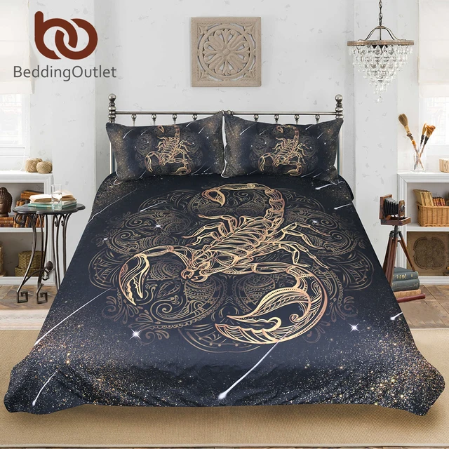 beddingoutlet gold scorpion bedding set queen meteor scorpio duvet black bed sheets queen