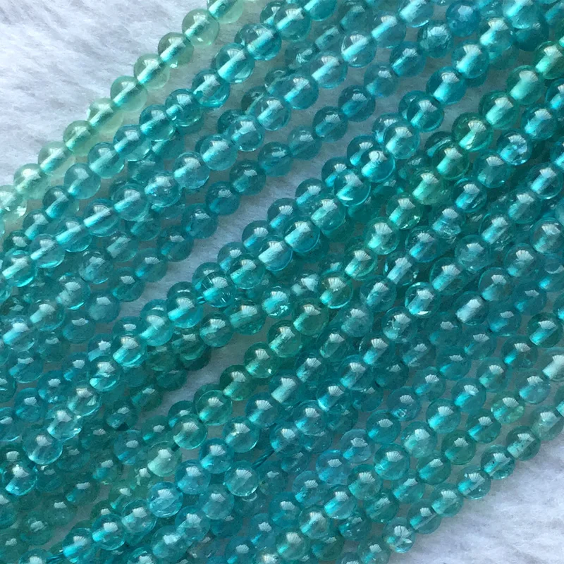 AAA High Quality Natural Genuine Clear Green Blue Apatite Fluorapatite Round Loose Gemstone Beads 15&quot 05722 | Украшения и