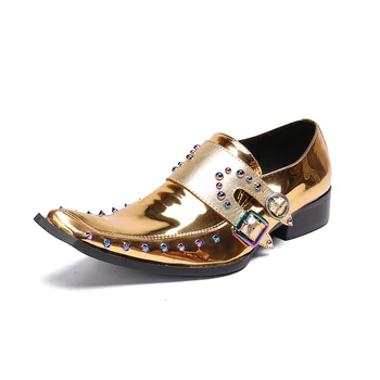 

brand Luxury Super Star Fashion Men Dress Shoes Loafers Patterned Leather Summer Shoes Men Slip-on Pointed Toe, Big Size US12