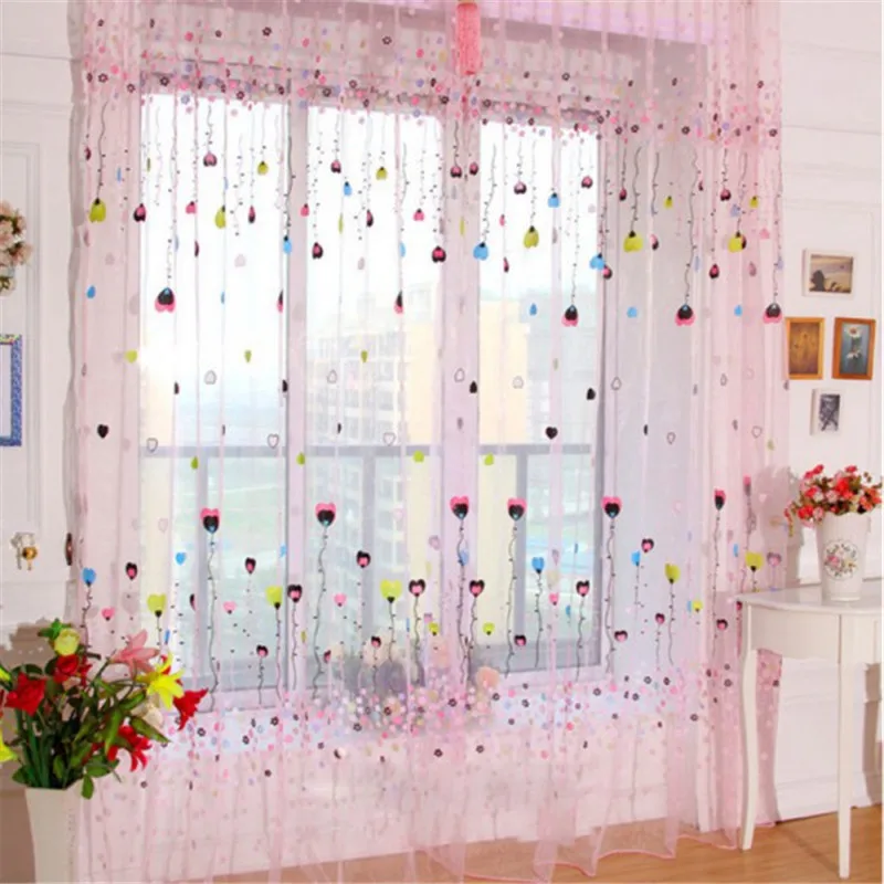 Balloon Pattern Sheer Curtains For Nursery Room Rod Pocket Sheer
