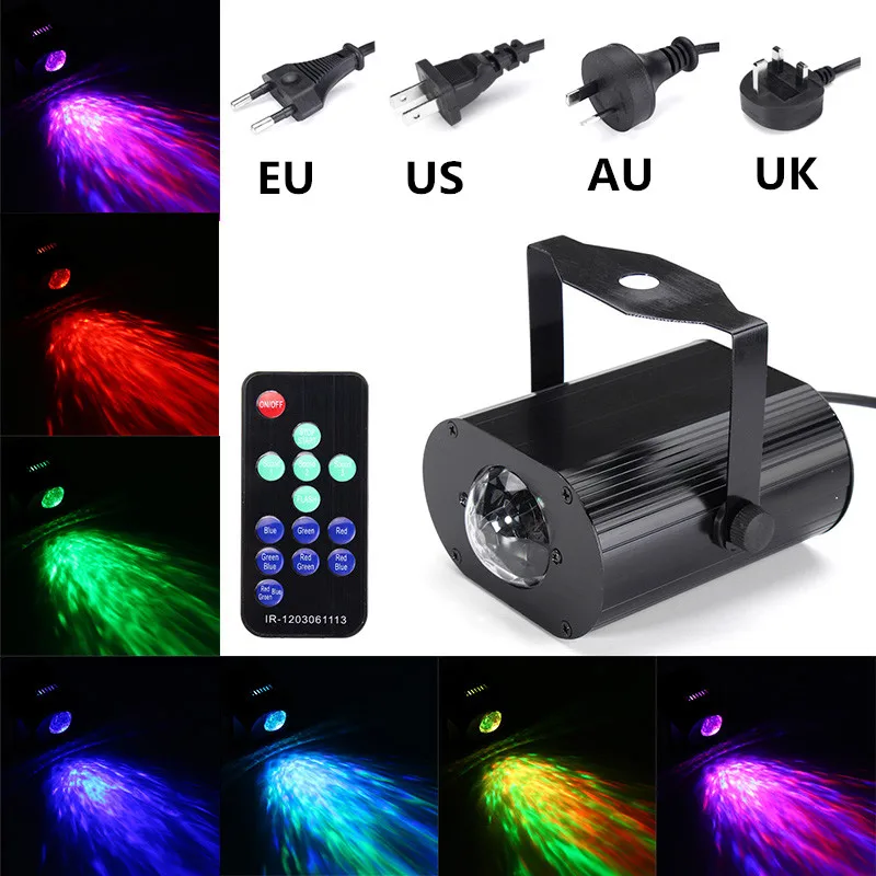 

Mising 6W LED Stage Light Water Wave Effect RGB Disco DJ Party Projector Lamp Remote AC85-265V