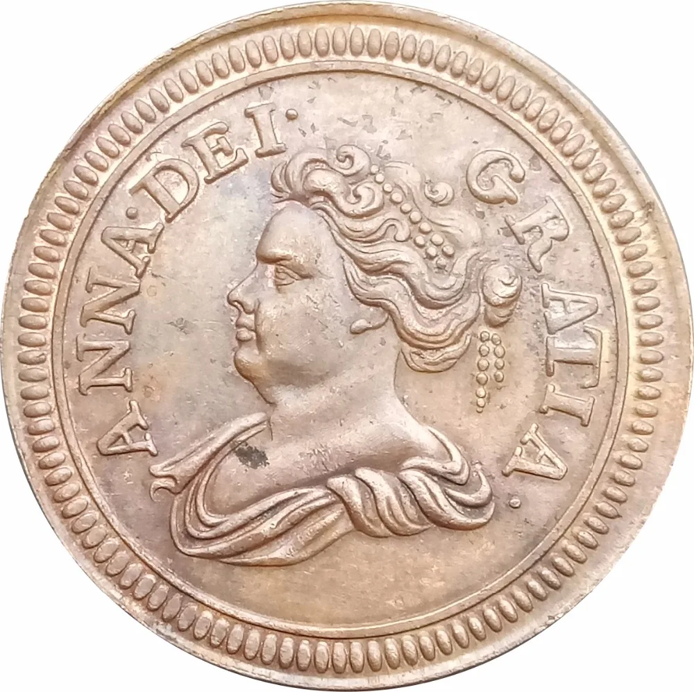 

1714 United Kingdom 1 Farthing Anne Red Copper Copy Coins