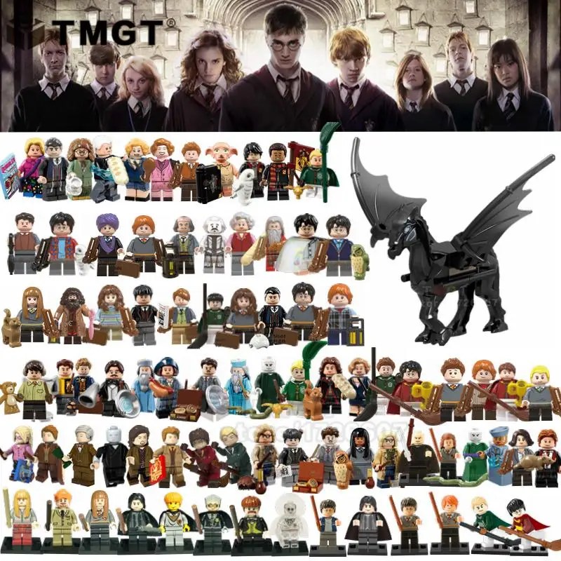 

Single HP movie Toys Hogwarts Hermione Ron Lord Voldemort Dobby Thestral Cho Chang Action Building Blocks Gifts for Children