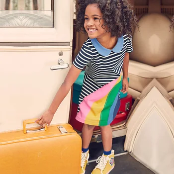 

WASAILONG2018 European and American style children's clothing summer new children's dress printed cotton girls dresses children