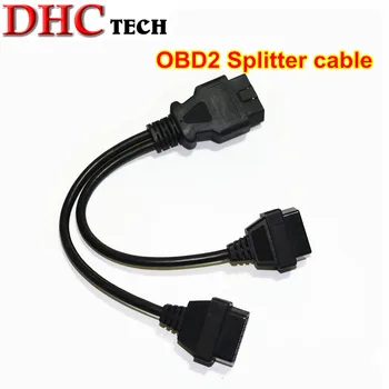 

New arrive obd2 extend interface line OBD II cable 16 Pin OBD2 Splitter Adapter Extension Cable Male to Dual Female Connector